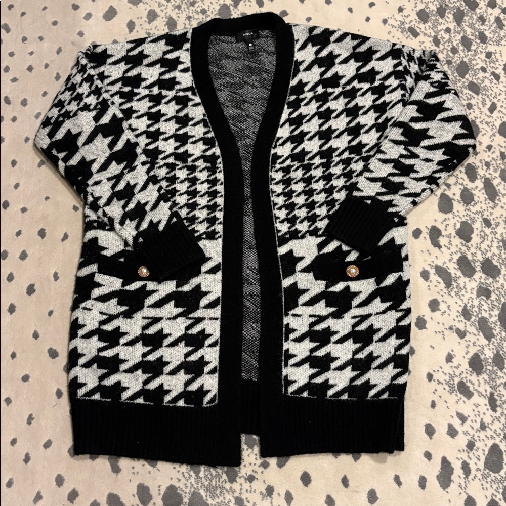 Aqua Black and White Knit Sweater